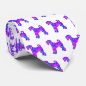 Airedale Terrier Dogシルエットピンク&ブルーホワイト ネクタイ (ロール)