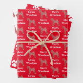 Airedale Terrier Dogシルエット赤いメリーウォフマス ラッピングペーパーシート (インサイチュ)