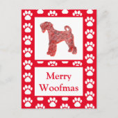 Airedale Terrier Dogシルエット赤メリークリスマス ポストカード (正面)