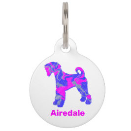 Airedale Terrier Dogホットピ熱狂するンク&ブルーホワイト ペット　ネームタグ