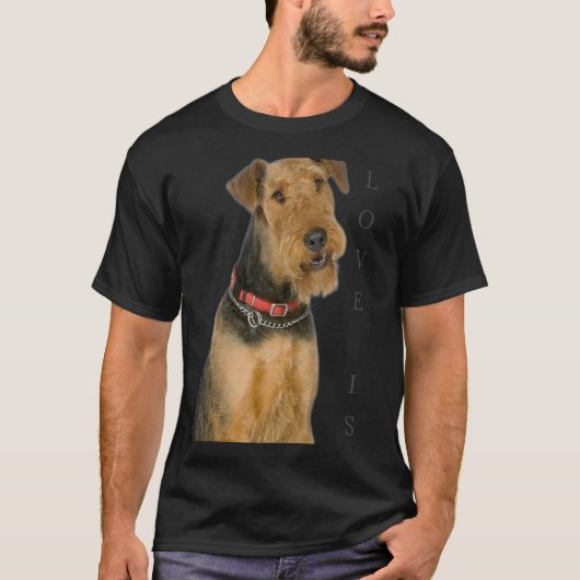 Airedale Terrier Dogママパパラブパピペット2 Tシャツ (正面)