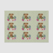 Airedale Terrier Dog夏カラフルの花グリーン 薄葉紙 (正面)