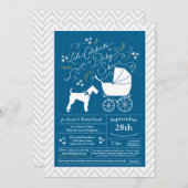Airedale Terrier Dog赤ちゃんシャワーブルーボーイ 招待状 (正面/裏面)