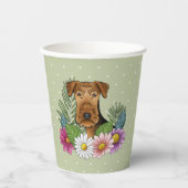 Airedale Terrier Dog頭夏カラフルの花 紙コップ (正面)