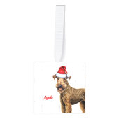 Airedale Terrier Dog 2フォトクリスマスホリデー キューブオーナメント (正面)