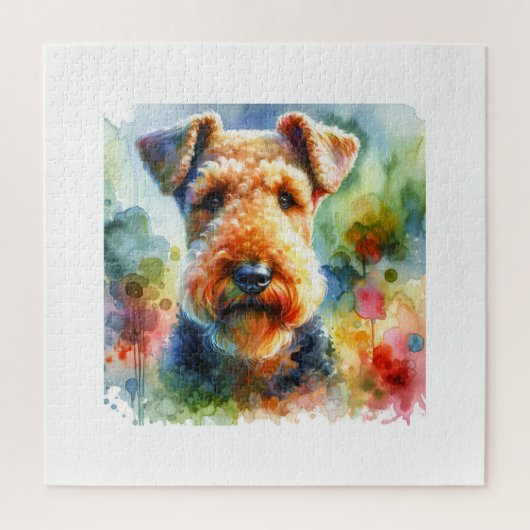 Airedale Terrier Dog 210724AREF119 - Watercolor ジグソーパズル (縦)