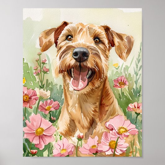 Airedale Terrier Dog Art – ウォーターカラーウォールプリント ポスター (正面)