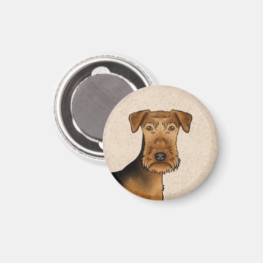 Airedale Terrier Dog Bingley Terrier Dog Head マグネット (正面/裏面)