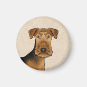 Airedale Terrier Dog Bingley Terrier Dog Head マグネット (正面)