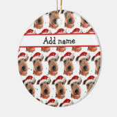 Airedale Terrier Dog Bred Christmas セラミックオーナメント (左)