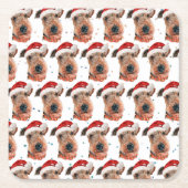 Airedale Terrier Dog Breed Christmas スクエアペーパーコースター (正面)