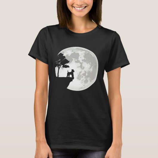 Airedale Terrier Dog Breed Moon Halloween Apparel Tシャツ (正面)