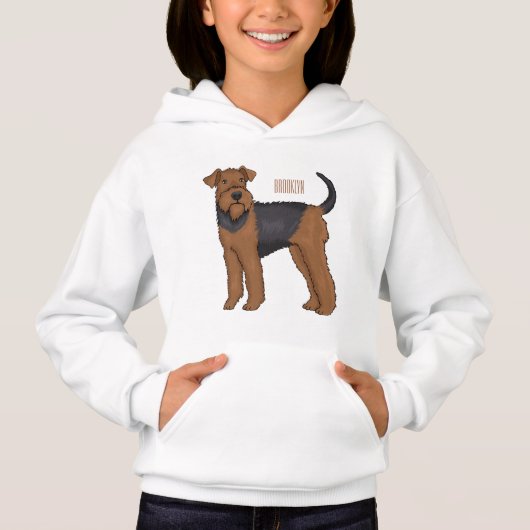 Airedale terrier dog cartoonイラストレーション (正面)