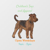 Airedale terrier dog cartoonイラストレーション ウィンドウサイン (シート)