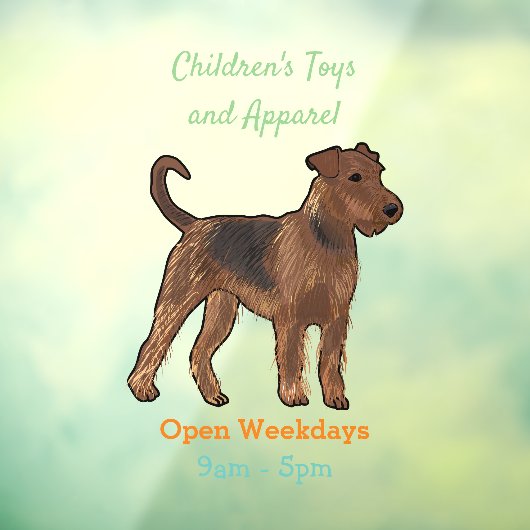 Airedale terrier dog cartoonイラストレーション ウィンドウサイン (シート3)