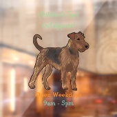 Airedale terrier dog cartoonイラストレーション ウィンドウサイン (シート2)