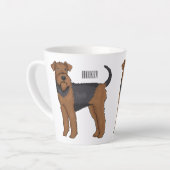 Airedale terrier dog cartoonイラストレーション カフェラテマグ (左アングル)