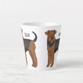 Airedale terrier dog cartoonイラストレーション カフェラテマグ (正面)