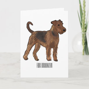 Airedale terrier dog cartoonイラストレーション カード