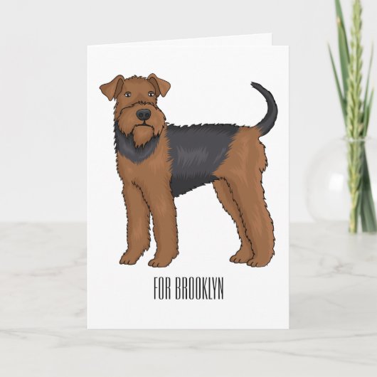 Airedale terrier dog cartoonイラストレーション カード (正面)