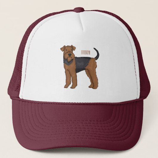 Airedale terrier dog cartoonイラストレーション キャップ (正面)
