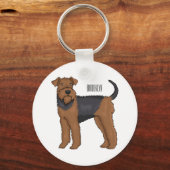 Airedale terrier dog cartoonイラストレーション キーホルダー (正面)