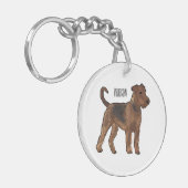 Airedale terrier dog cartoonイラストレーション キーホルダー (正面左)