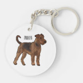 Airedale terrier dog cartoonイラストレーション キーホルダー (裏面)