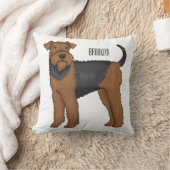 Airedale terrier dog cartoonイラストレーション クッション (ブランケット)