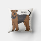 Airedale terrier dog cartoonイラストレーション クッション (裏面)