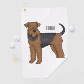 Airedale terrier dog cartoonイラストレーション ゴルフタオル (インサイチュ)