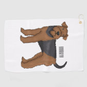 Airedale terrier dog cartoonイラストレーション ゴルフタオル (横)