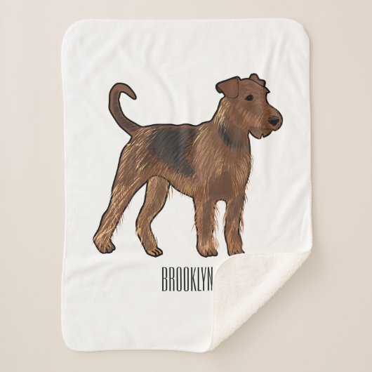 Airedale terrier dog cartoonイラストレーション シェルパブランケット (正面)