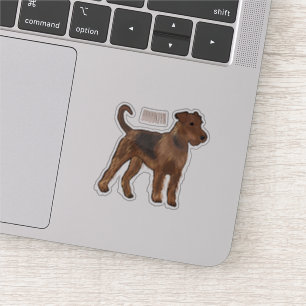 Airedale terrier dog cartoonイラストレーション シール