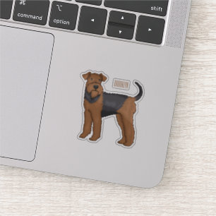 Airedale terrier dog cartoonイラストレーション シール