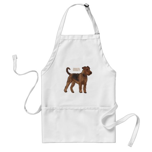 Airedale terrier dog cartoonイラストレーション スタンダードエプロン (正面)
