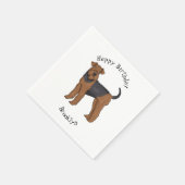 Airedale terrier dog cartoonイラストレーション スタンダードカクテルナプキン (角)