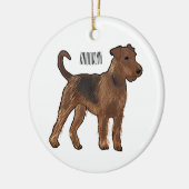 Airedale terrier dog cartoonイラストレーション セラミックオーナメント (左)