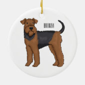 Airedale terrier dog cartoonイラストレーション セラミックオーナメント (裏面)