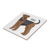 Airedale terrier dog cartoonイラストレーション タイル (側面)