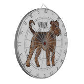 Airedale terrier dog cartoonイラストレーション ダーツボード (正面左)