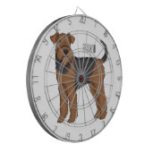 Airedale terrier dog cartoonイラストレーション ダーツボード (正面左)