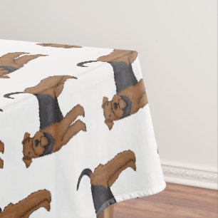 Airedale terrier dog cartoonイラストレーション テーブルクロス
