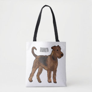 Airedale terrier dog cartoonイラストレーション トートバッグ