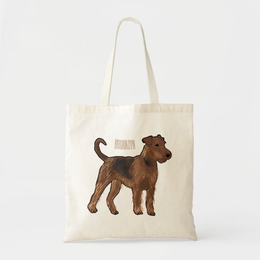 Airedale terrier dog cartoonイラストレーション トートバッグ (正面)
