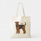 Airedale terrier dog cartoonイラストレーション トートバッグ (裏面)