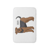 Airedale terrier dog cartoonイラストレーション バスマット (正面縦)