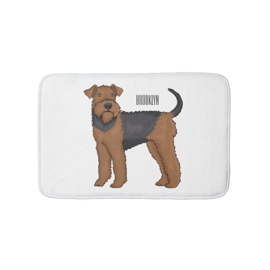 Airedale terrier dog cartoonイラストレーション バスマット (正面)