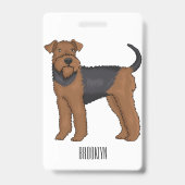 Airedale terrier dog cartoonイラストレーション バッジ (Back)