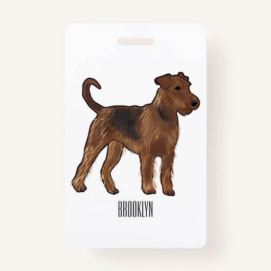 Airedale terrier dog cartoonイラストレーション バッジ (正面)